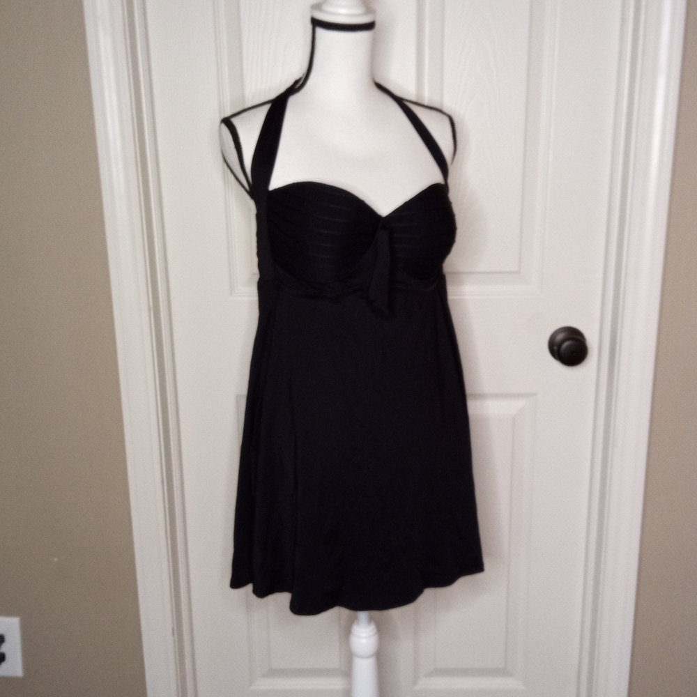 NEW Swimsuits for ALL Black One-Piece Ruffled Halter Swim Dress 1X